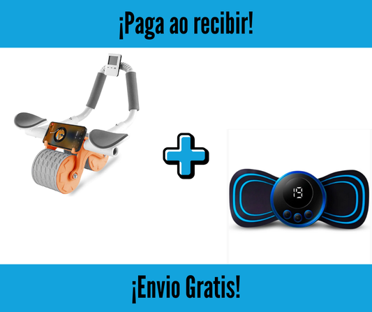 Kit rueda Abdominal Automatica + mini masajeador eléctrico
